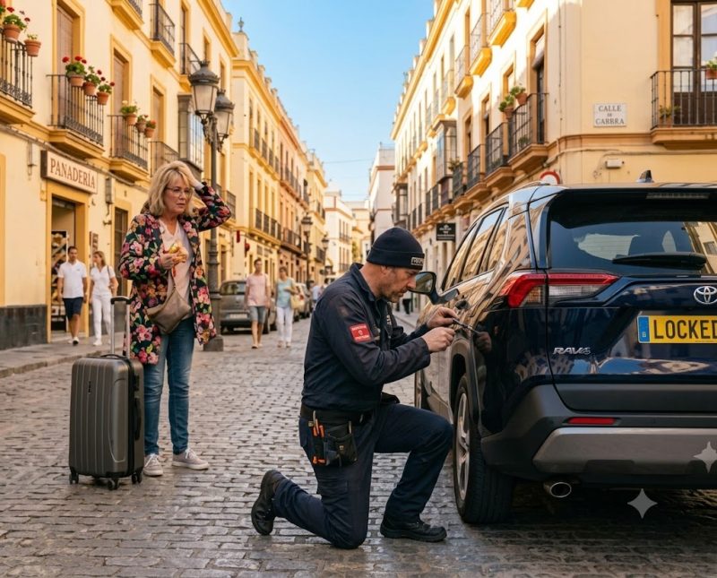 Auto locksmith unlocking a car door in Torrevieja Costa Blanca